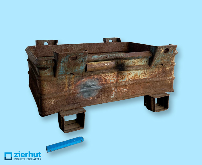 Stahlbehälter SB-1280 massiv massiver Stahlbehälter mit Gabeltaschen und Auffangecken