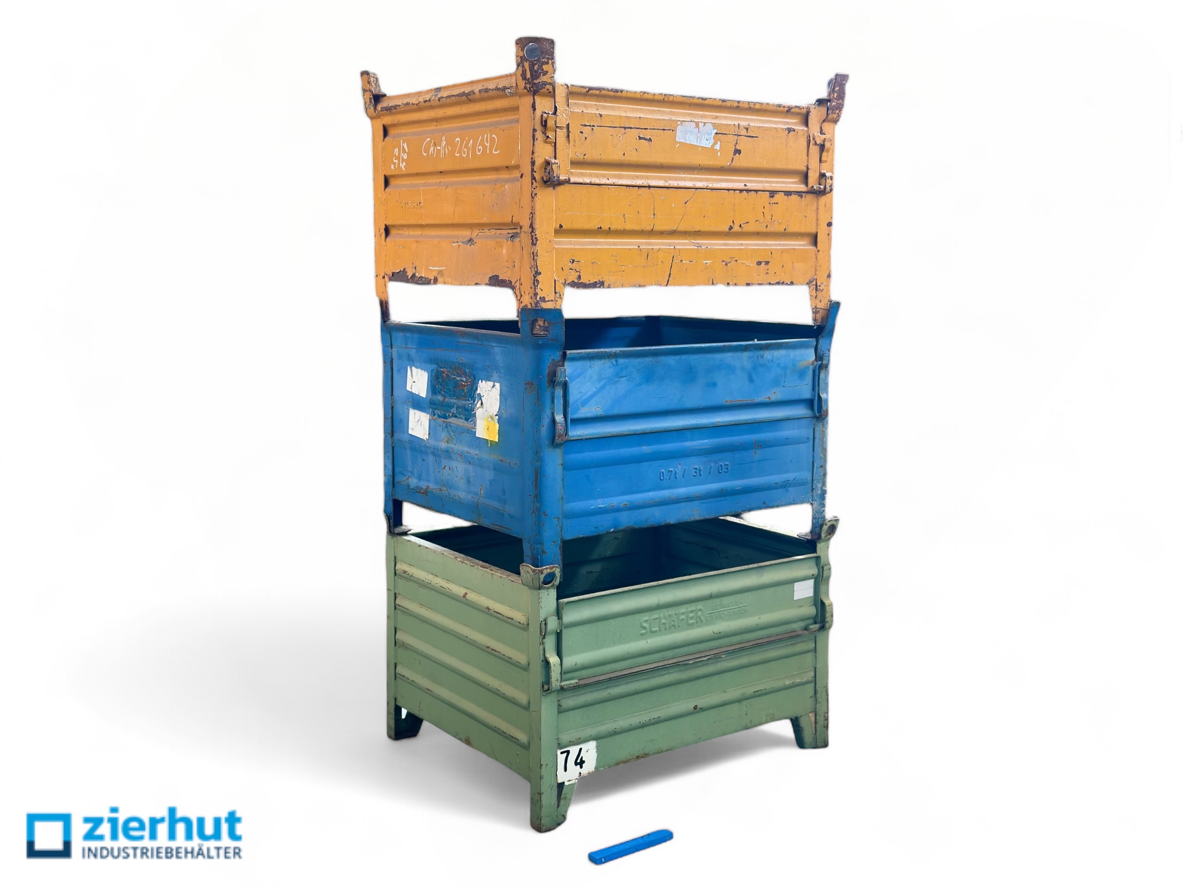 3x Steel Basket SB-186-600 with flap rail transport container